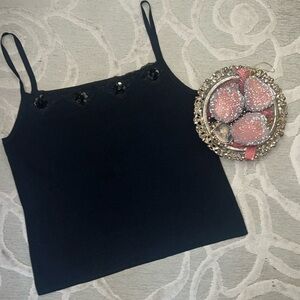 NWOT🌷WILLI SMITH🌷Black sequin trim rayon nylon sweater camisole